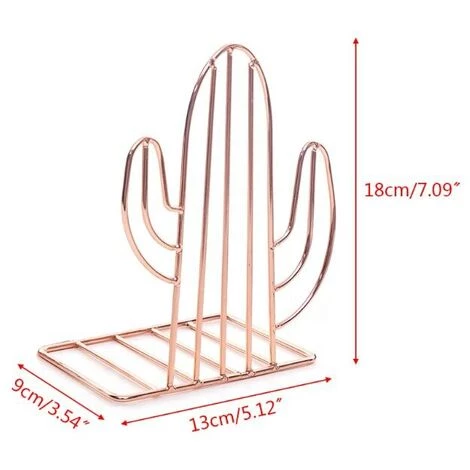 FUIENKO Support De Livre Créatif En Métal De Forme Cactus, Organisateur De Bureau, étagère Pour Rangement De Documents, 2 Pièces/paire,Gold 5 FUIENKO Support De Livre Créatif En Métal De Forme Cactus, Organisateur De Bureau, étagère Pour Rangement De Documents, 2 Pièces/paire,Gold – Image 3