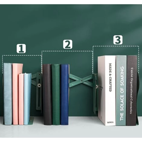 FUIENKO Étagère Rétractable Créative En Métal, Support De Livre Pour étudiant, Rangement De Serre-livres Pliants, Fournitures Scolaires De Bureau, Organisateur De Livres,Blue 5 FUIENKO Étagère Rétractable Créative En Métal, Support De Livre Pour étudiant, Rangement De Serre-livres Pliants, Fournitures Scolaires De Bureau, Organisateur De Livres,Blue – Image 3