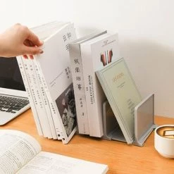 FUIENKO Extrémités De Livre Réglables Antidérapantes, Porte-documents Robuste à Bords Arrondis, Support De Livre Pour Bureau, étagère Pour Affaires,Grey -Petit rangement Soldes Magasin 68244816 4