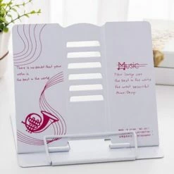 FUIENKO Support De Livre En Métal Réglable, Plateau Et Trombones De Page, Bureau De Lecture Pour Livre De Cuisine, Supports Pour Manuels Et Livres,WHITE,Fédération De Russie