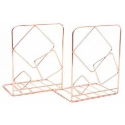 FUIENKO Serre-livres Carrés En Métal Pour Bureau, 2 Pièces, Support Pour Livres, étagère, Y3NC,Rose Gold