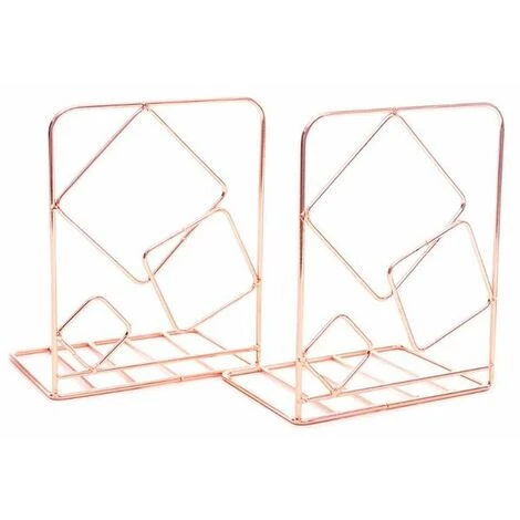 FUIENKO Serre-livres Carrés En Métal Pour Bureau, 2 Pièces, Support Pour Livres, étagère, Y3NC,Rose Gold 3 FUIENKO Serre-livres Carrés En Métal Pour Bureau, 2 Pièces, Support Pour Livres, étagère, Y3NC,Rose Gold