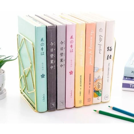 FUIENKO Serre-livres Carrés En Métal Pour Bureau, 2 Pièces, Support Pour Livres, étagère, Y3NC,Rose Gold 4 FUIENKO Serre-livres Carrés En Métal Pour Bureau, 2 Pièces, Support Pour Livres, étagère, Y3NC,Rose Gold – Image 2