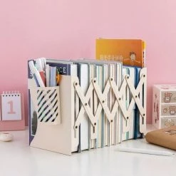 FUIENKO Serre-livres Réglables Pour Livres Lourds, Serre-livres Décoratifs En Métal Antidérapant, Porte-livre Pour Le Bureau Et La Maison,WHITE -Petit rangement Soldes Magasin 68244941 4