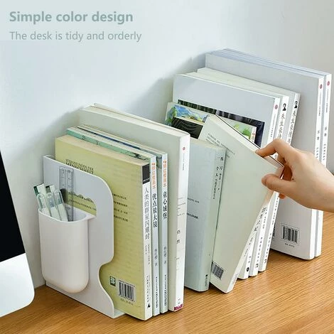FUIENKO Serre-livres Rétractables Réglables, étagère Extensible Avec Porte-stylo 2 Compartiments, Organisateur De Bureau, Accessoires De Bureau,white,CN 4 FUIENKO Serre-livres Rétractables Réglables, étagère Extensible Avec Porte-stylo 2 Compartiments, Organisateur De Bureau, Accessoires De Bureau,white,CN – Image 2