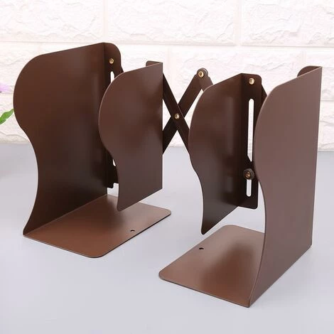 FUIENKO Serre-livres En Métal Réglables à Extension, Classeur De Bureau Robuste, Support Rétractable, étagère,Chocolat 4 FUIENKO Serre-livres En Métal Réglables à Extension, Classeur De Bureau Robuste, Support Rétractable, étagère,Chocolat – Image 2