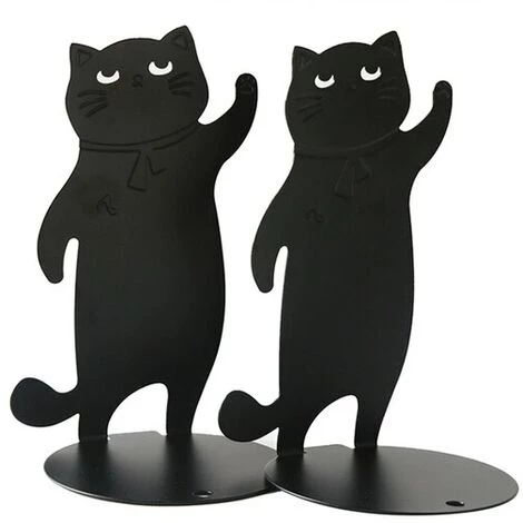 FUIENKO Serre-livres Décoratifs Sur Le Thème Du Chat, Décoration D'étagère Vintage En Métal Robuste, Support De Livre Noir, Serre-livres Pour Magazines, 1 Paire,Black 3 FUIENKO Serre-livres Décoratifs Sur Le Thème Du Chat, Décoration D'étagère Vintage En Métal Robuste, Support De Livre Noir, Serre-livres Pour Magazines, 1 Paire,Black
