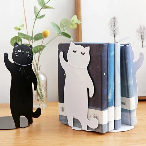 FUIENKO Serre-livres Décoratifs Sur Le Thème Du Chat, Décoration D'étagère Vintage En Métal Robuste, Support De Livre Noir, Serre-livres Pour Magazines, 1 Paire,Black 4 FUIENKO Serre-livres Décoratifs Sur Le Thème Du Chat, Décoration D'étagère Vintage En Métal Robuste, Support De Livre Noir, Serre-livres Pour Magazines, 1 Paire,Black – Image 2