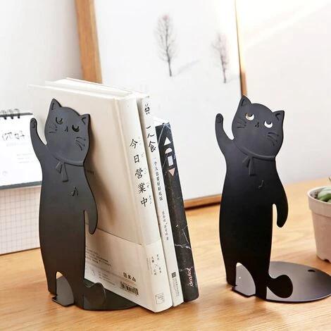 FUIENKO Serre-livres Décoratifs Sur Le Thème Du Chat, Décoration D'étagère Vintage En Métal Robuste, Support De Livre Noir, Serre-livres Pour Magazines, 1 Paire,Black 5 FUIENKO Serre-livres Décoratifs Sur Le Thème Du Chat, Décoration D'étagère Vintage En Métal Robuste, Support De Livre Noir, Serre-livres Pour Magazines, 1 Paire,Black – Image 3
