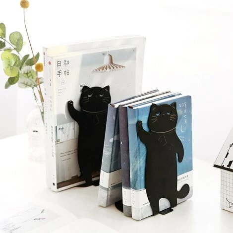 FUIENKO Serre-livres Décoratifs Sur Le Thème Du Chat, Décoration D'étagère Vintage En Métal Robuste, Support De Livre Noir, Serre-livres Pour Magazines, 1 Paire,Black 6 FUIENKO Serre-livres Décoratifs Sur Le Thème Du Chat, Décoration D'étagère Vintage En Métal Robuste, Support De Livre Noir, Serre-livres Pour Magazines, 1 Paire,Black – Image 4