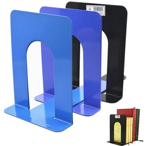 FUIENKO Serre-livres Métalliques Pliables Et Portables, 2 Pièces, Support D'étagère, Papeterie Pour La Maison, Fournitures De Papeterie Pour La Bibliothèque, L'école Et Le Bureau,BL 5 FUIENKO Serre-livres Métalliques Pliables Et Portables, 2 Pièces, Support D'étagère, Papeterie Pour La Maison, Fournitures De Papeterie Pour La Bibliothèque, L'école Et Le Bureau,BL – Image 3