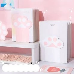 FUIENKO Serre-livres En Métal Avec Dessin Animé Patte De Chat, Support Antidérapant Pour étagères, Bureau, Maison, Bibliothèque, 1 Paire,Pink -Petit rangement Soldes Magasin 68245055 2