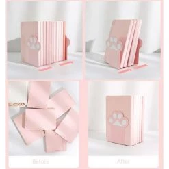 FUIENKO Serre-livres En Métal Avec Dessin Animé Patte De Chat, Support Antidérapant Pour étagères, Bureau, Maison, Bibliothèque, 1 Paire,Pink -Petit rangement Soldes Magasin 68245055 5