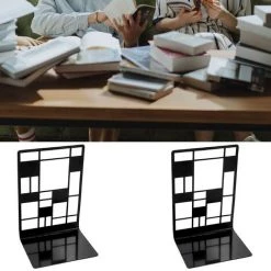 FUIENKO Serre-livres En Métal De Qualité Supérieure, 2 Pièces/paquet, Support De Livre Ajouré, Créatif, Antidérapant, Cadeau 9 FUIENKO Serre-livres En Métal De Qualité Supérieure, 2 Pièces/paquet, Support De Livre Ajouré, Créatif, Antidérapant, Cadeau -Petit rangement Soldes Magasin 68245152 3