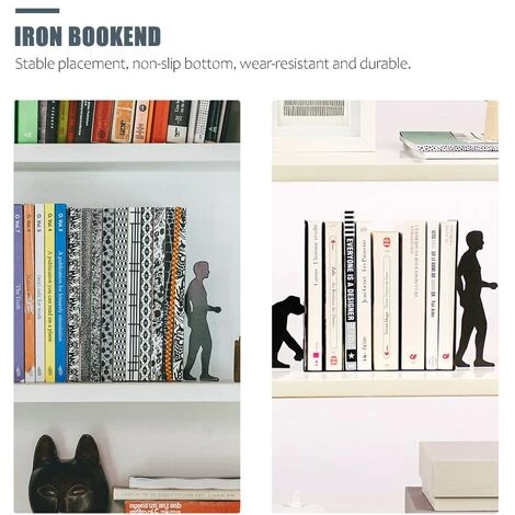 FUIENKO Serre-livres En Fer Créatif, 1 Ensemble, Rangement De Livres, Bouchon De Livre Pour étagères,Black 6 FUIENKO Serre-livres En Fer Créatif, 1 Ensemble, Rangement De Livres, Bouchon De Livre Pour étagères,Black – Image 4