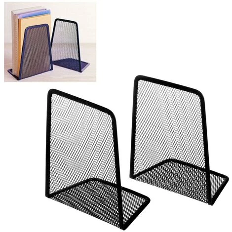 FUIENKO Organisateur De Bureau En Maille Métallique, 1 Paire, Porte-livre De Bureau à Domicile, Serre-livres, Noir 4 FUIENKO Organisateur De Bureau En Maille Métallique, 1 Paire, Porte-livre De Bureau à Domicile, Serre-livres, Noir – Image 2