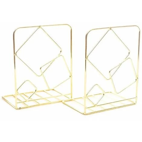 FUIENKO Serre-livres Carrés En Métal Pour Bureau, 2 Pièces, Extrémités De Livre, Support, étagère, Bibliothèque,Gold 3 FUIENKO Serre-livres Carrés En Métal Pour Bureau, 2 Pièces, Extrémités De Livre, Support, étagère, Bibliothèque,Gold