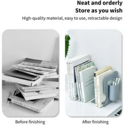 FUIENKO Serre-livres Réglable De 19 Pouces, étagère Avec Porte-stylo, Résistant Aux Rayures, Organisateur De Magazines,Grey,France 8 FUIENKO Serre-livres Réglable De 19 Pouces, étagère Avec Porte-stylo, Résistant Aux Rayures, Organisateur De Magazines,Grey,France -Petit rangement Soldes Magasin 68245496 2