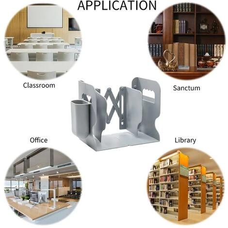 FUIENKO Serre-livres Réglable De 19 Pouces, étagère Avec Porte-stylo, Résistant Aux Rayures, Organisateur De Magazines,Grey,France 5 FUIENKO Serre-livres Réglable De 19 Pouces, étagère Avec Porte-stylo, Résistant Aux Rayures, Organisateur De Magazines,Grey,France – Image 3