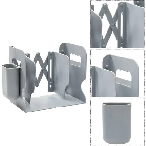 FUIENKO Serre-livres Réglable De 19 Pouces, étagère Avec Porte-stylo, Résistant Aux Rayures, Organisateur De Magazines,Grey,France 6 FUIENKO Serre-livres Réglable De 19 Pouces, étagère Avec Porte-stylo, Résistant Aux Rayures, Organisateur De Magazines,Grey,France – Image 4