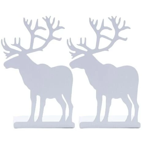 FUIENKO Serre-livres Décoratifs En Métal Antidérapant, Ensemble De Deux Pièces à Motif D'élan Pour Livres Lourds, Pour Le Bureau Et La Maison, M17F,White 3 FUIENKO Serre-livres Décoratifs En Métal Antidérapant, Ensemble De Deux Pièces à Motif D'élan Pour Livres Lourds, Pour Le Bureau Et La Maison, M17F,White