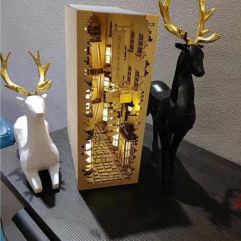 FUIENKO Serre-livres En Bois à Monter Soi-même, Allée Diagonale Avec LED, Modèle Fait à La Main, Bloc De Construction, Meubles Miniatures, Jouets De Décoration Pour La Maison, Cadeau,Shanghai Old Times 6 FUIENKO Serre-livres En Bois à Monter Soi-même, Allée Diagonale Avec LED, Modèle Fait à La Main, Bloc De Construction, Meubles Miniatures, Jouets De Décoration Pour La Maison, Cadeau,Shanghai Old Times – Image 4
