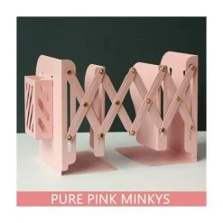 FUIENKO MINKYS – Serre-livres En Métal Multifonction 2 En 1, Support Avec Porte-stylo, Organisateur De Bureau Kawaii,pure Pink