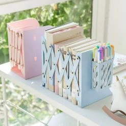 FUIENKO MINKYS – Serre-livres En Métal Multifonction 2 En 1, Support Avec Porte-stylo, Organisateur De Bureau Kawaii,pure Pink -Petit rangement Soldes Magasin 68245705 3