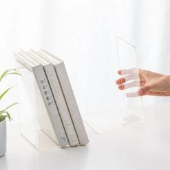 FUIENKO Serre-livres En Acrylique Transparent En Forme De L, Organisateur De Bureau, Porte-livre, Accessoires De Papeterie Scolaire Et De Bureau,Clear -Petit rangement Soldes Magasin 68245711 4