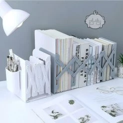 FUIENKO Étagère De Rangement Rétractable, Support De Bureau, Bibliothèque Avec Porte-stylo Pour Livres, Stylo Jouet, Papeterie, Document,Bookends -Petit rangement Soldes Magasin 68245720 2