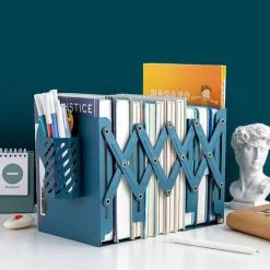 FUIENKO Serre-livres Réglables Pour Livres Lourds, Serre-livres Décoratifs En Métal Antidérapant, Porte-livre Pour Le Bureau Et La Maison,Bleu -Petit rangement Soldes Magasin 68246398 2