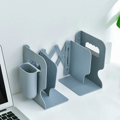 FUIENKO Étagère De Rangement Rétractable Et Réglable Pour Livres D'étudiants, Avec Organisateur De Bureau, Accessoire De Bureau Bleu,Grey 5 FUIENKO Étagère De Rangement Rétractable Et Réglable Pour Livres D'étudiants, Avec Organisateur De Bureau, Accessoire De Bureau Bleu,Grey – Image 3