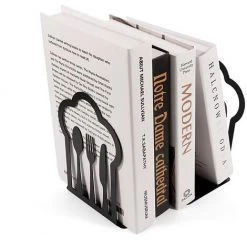 FUIENKO Livre De Cuisine En Métal Noir, 1 Paire, Serre-livres En Forme De Nuage, Fin De Livre Lourd, Support D'étagère Décoratif Pour La Maison,1 Pair -Petit rangement Soldes Magasin 68247703 3