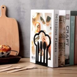 FUIENKO Livre De Cuisine En Métal Noir, 1 Paire, Serre-livres En Forme De Nuage, Fin De Livre Lourd, Support D'étagère Décoratif Pour La Maison,1 Pair -Petit rangement Soldes Magasin 68247703 4