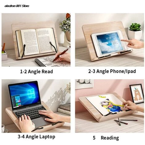 FUIENKO Support De Livre Pliable En Bois, Repose-lecture Réglable, Pour Tablette, Cuisine, Salle D'étude, Bureau, 2022 7 FUIENKO Support De Livre Pliable En Bois, Repose-lecture Réglable, Pour Tablette, Cuisine, Salle D'étude, Bureau, 2022 – Image 5