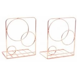 FUIENKO Serre-livres En Forme De Cercle Rond, 2 Pièces, Porte-livres, Support, étagère, Organisateur, Fournitures Scolaires Et De Bureau,Rose Gold