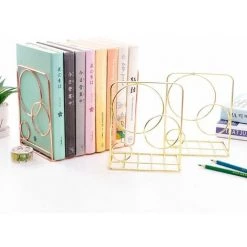 FUIENKO Serre-livres En Forme De Cercle Rond, 2 Pièces, Porte-livres, Support, étagère, Organisateur, Fournitures Scolaires Et De Bureau,Rose Gold -Petit rangement Soldes Magasin 68248412 3