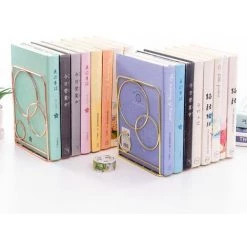 FUIENKO Serre-livres En Forme De Cercle Rond, 2 Pièces, Porte-livres, Support, étagère, Organisateur, Fournitures Scolaires Et De Bureau,Rose Gold -Petit rangement Soldes Magasin 68248412 4