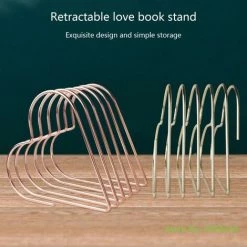 FUIENKO Porte-livre En Forme De Cœur Rétractable En Métal, Organisateur De Fichiers Et De Magazines, Support Pour Bureau, étagère à Livres,Rose Gold -Petit rangement Soldes Magasin 68248420 3