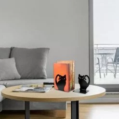 FUIENKO 85DD – Porte-livre En Fer Et Métal Antidérapant, Support De Livre, Unique, Aspect Chat Persan, Serre-livres épais -Petit rangement Soldes Magasin 68248510 3