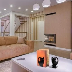 FUIENKO 85DD – Porte-livre En Fer Et Métal Antidérapant, Support De Livre, Unique, Aspect Chat Persan, Serre-livres épais -Petit rangement Soldes Magasin 68248510 5