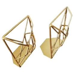 FUIENKO 1 Paire De Porte-livres En Métal, Support Pour Livres, Serre-livres, étagère De Bureau, Organisateur De Livres, Fournitures Scolaires Et De Bureau,Golden