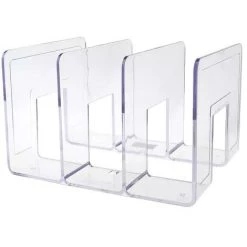 FUIENKO Serre-livres En Acrylique Transparent Multicouche, étagère Décorative Pour Livre, Pour La Maison, Le Bureau, L'école, La Bibliothèque, Fournitures De Papeterie, Cadeaux OO,Three Seats,Italie
