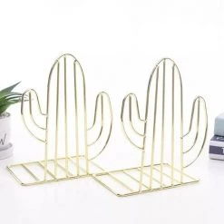 FUIENKO Support De Livre Créatif En Métal De Forme Cactus, Organisateur De Bureau, étagère Pour Rangement De Documents, 2 Pièces/paire,Gold,Italie -Petit rangement Soldes Magasin 68248916 3