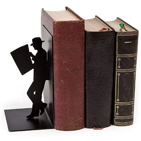 FUIENKO Serre-livres En Fer Antidérapant, Support De Livre De Lecture Rétro, Bouchons Pour étagères, Décor De Table De Bureau, Maison,B 5 FUIENKO Serre-livres En Fer Antidérapant, Support De Livre De Lecture Rétro, Bouchons Pour étagères, Décor De Table De Bureau, Maison,B – Image 3