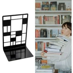 FUIENKO Serre-livres En Métal De Qualité Supérieure, 2 Pièces/paquet, Support De Livre Ajouré, Créatif, Antidérapant, Cadeau,Black 8 FUIENKO Serre-livres En Métal De Qualité Supérieure, 2 Pièces/paquet, Support De Livre Ajouré, Créatif, Antidérapant, Cadeau,Black -Petit rangement Soldes Magasin 68249531 2