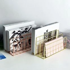 FUIENKO Étagère à Livres En Fer Forgé, Porte-livre Créatif En Métal, Décoration De Bureau, Maison, Rangement, Accessoires,rose Gold -Petit rangement Soldes Magasin 68249540 2