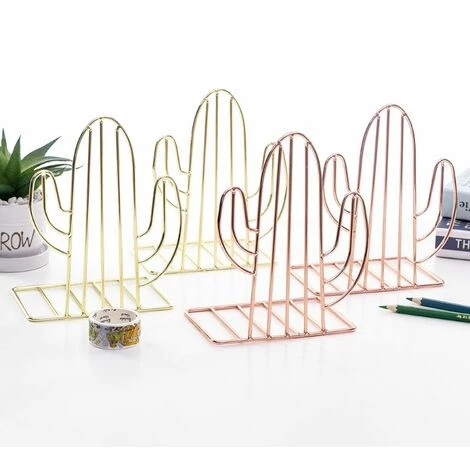 FUIENKO Support De Livre Créatif En Métal De Forme Cactus, Organisateur De Bureau, étagère Pour Rangement De Documents, 2 Pièces/paire,RGD 7 FUIENKO Support De Livre Créatif En Métal De Forme Cactus, Organisateur De Bureau, étagère Pour Rangement De Documents, 2 Pièces/paire,RGD – Image 5
