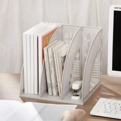 FUIENKO Porte-fichiers Vertical à 3 Ou 4 Grilles, Porte-documents De Bureau, Support Vertical, Bouchon De Livre, Accès Par Traction, Papeterie De Bureau,Green B -Petit rangement Soldes Magasin 68249578 3