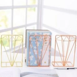 FUIENKO Support De Livre, Support Créatif En Métal En Forme De Diamant, Organisateur De Bureau, étagère De Rangement, 1 Pièce,Gold -Petit rangement Soldes Magasin 68249939 4